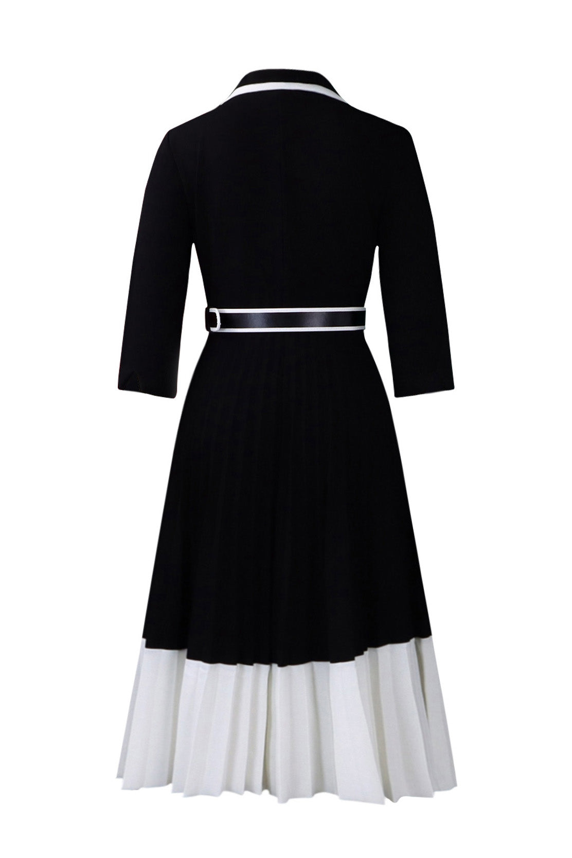 Elegant Lapel Belted Pleated Midi Dress Lavish Daily