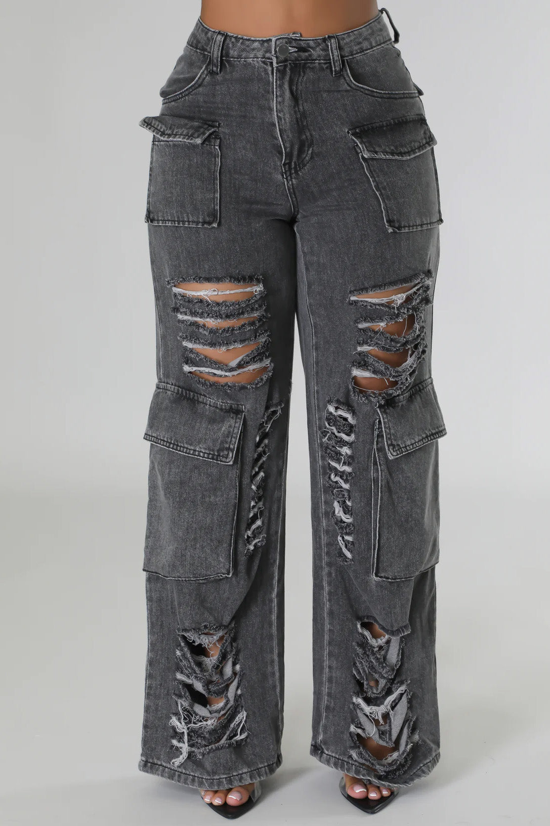Ripped Cargo Jeans Lavish Daily