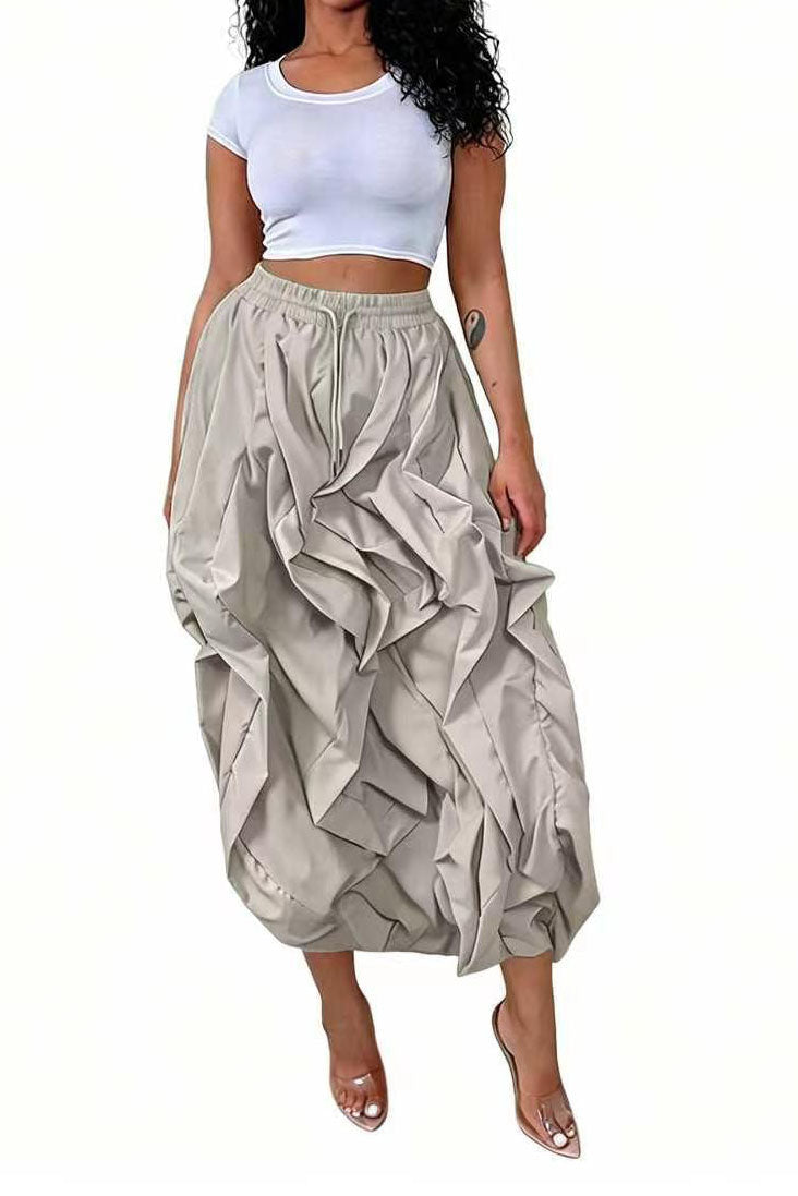 Cascading Ruffle Midi Skirt Lavish Daily