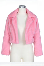 Faux Leather Lapel Short Jacket Lavish Daily