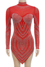 Rhinestone Embellished Sheer Mesh Mini Dress Lavish Daily
