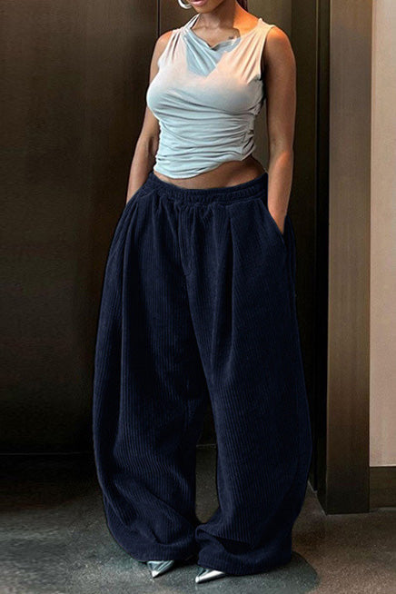 Relaxed Waist Straight Leg Casual Pants Lavish Daily