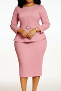 Round Neck Elegant Pencil Dress Lavish Daily