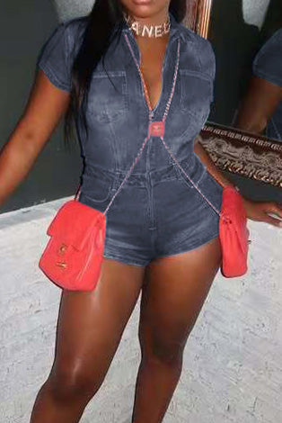Sleeveless Stretchy Washed Romper Lavish Daily