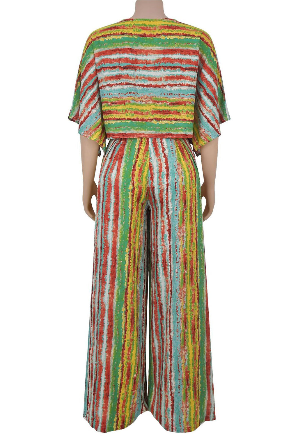 Stripe Crop Top & Wide-Leg Pants Set Lavish Daily