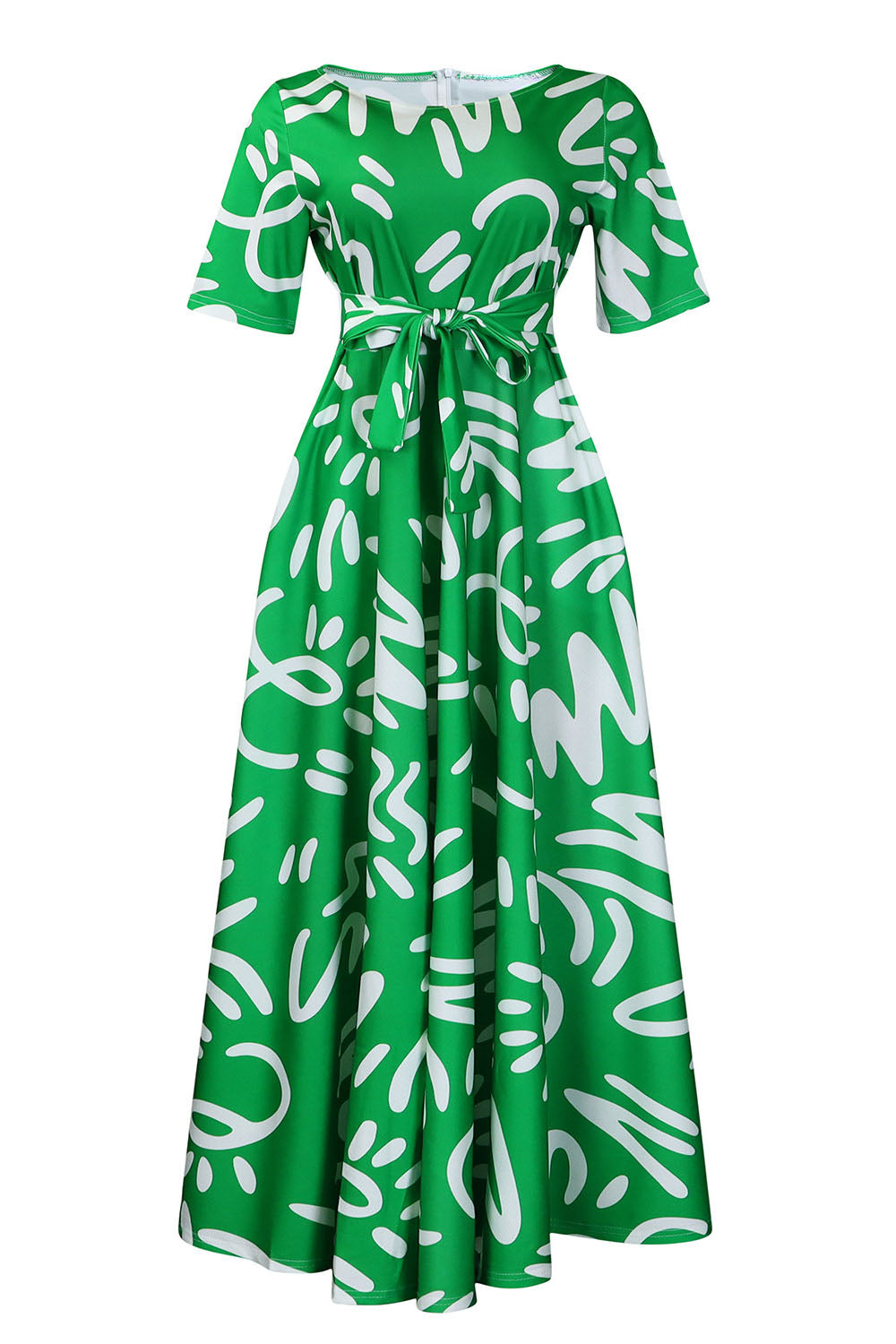 Tie-Waist Floral Print Short Sleeve Dress Lavish Daily