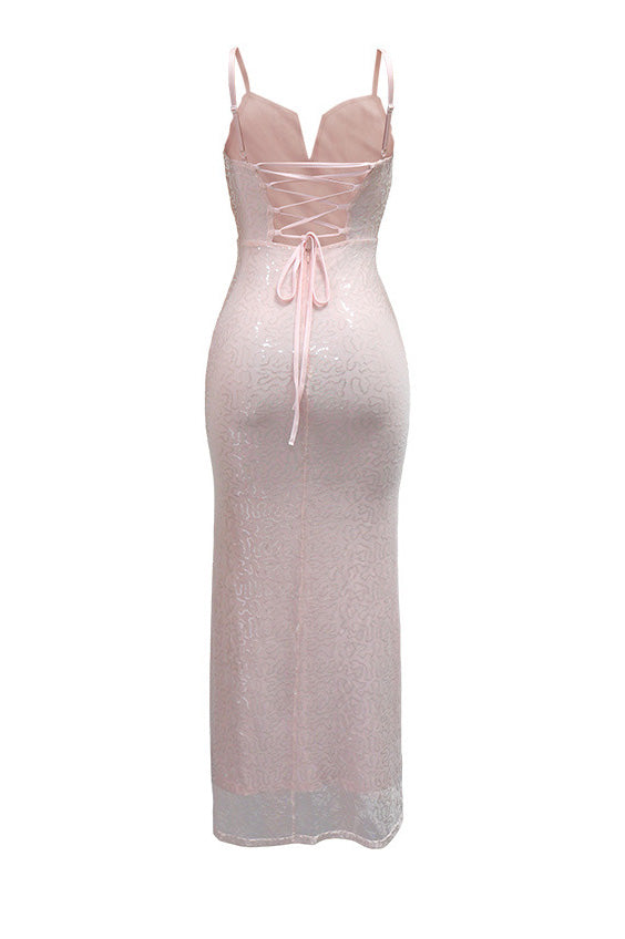 Feather Trim Sequin Gown Lavish Daily