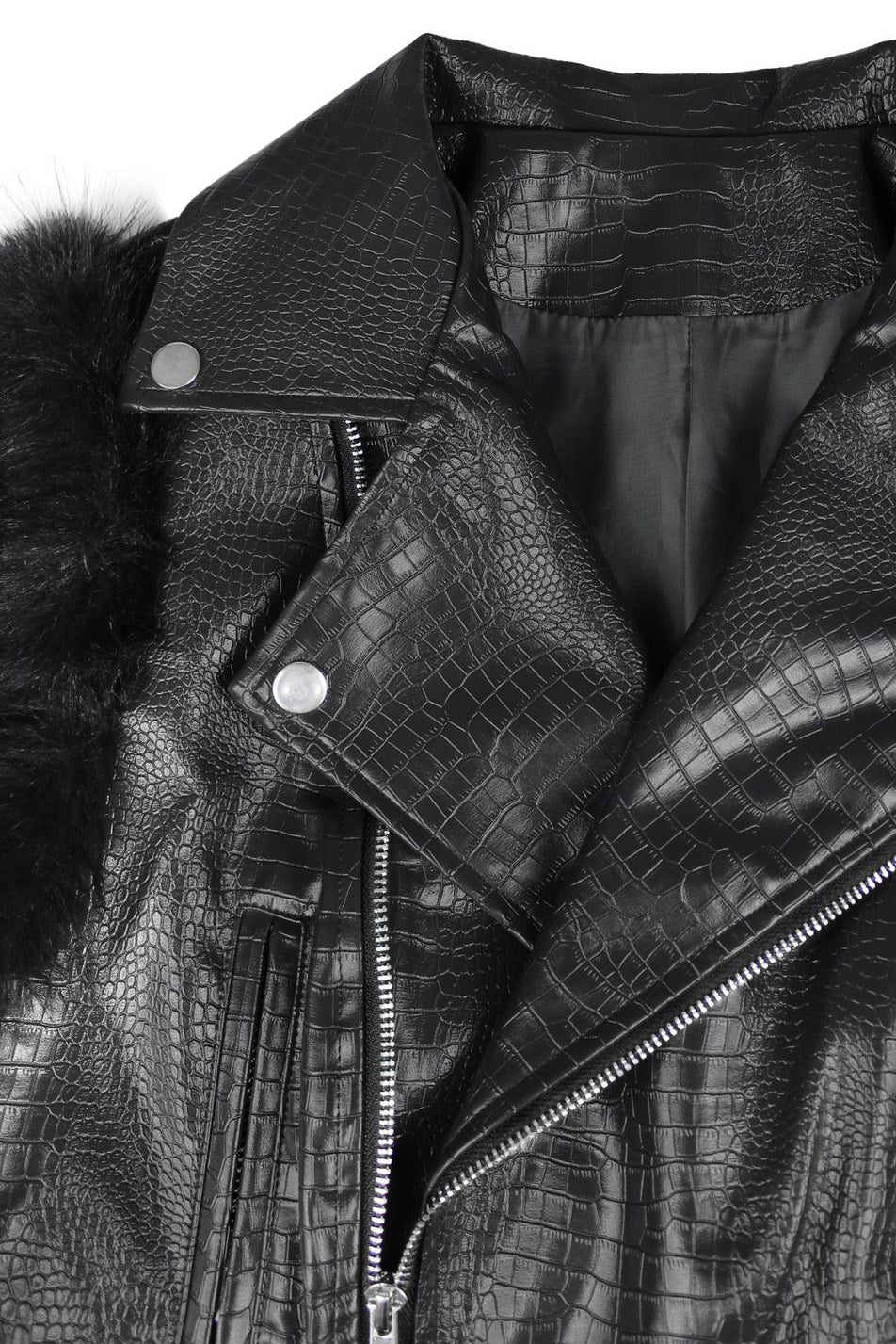 Faux Fur Trim Faux Leather Jacket Lavish Daily