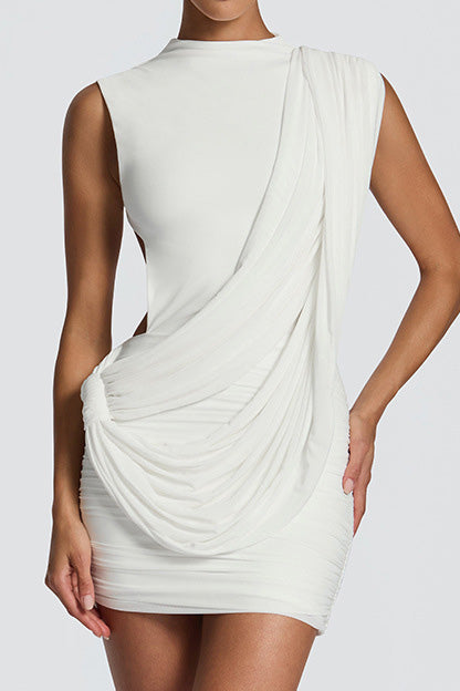 Asymmetrical Backless Tie Detail Dress Lavish Daily