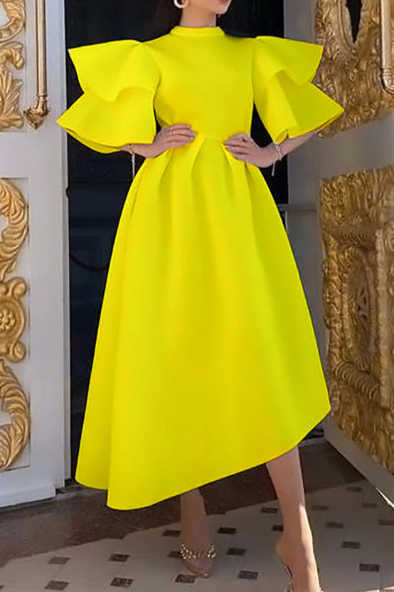 Double-Layer Ruffled Sleeve Dress Lavish Daily