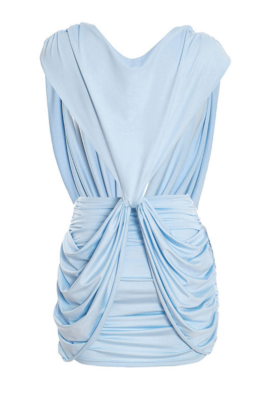Plunging Twist Front Backless Mini Dress Lavish Daily