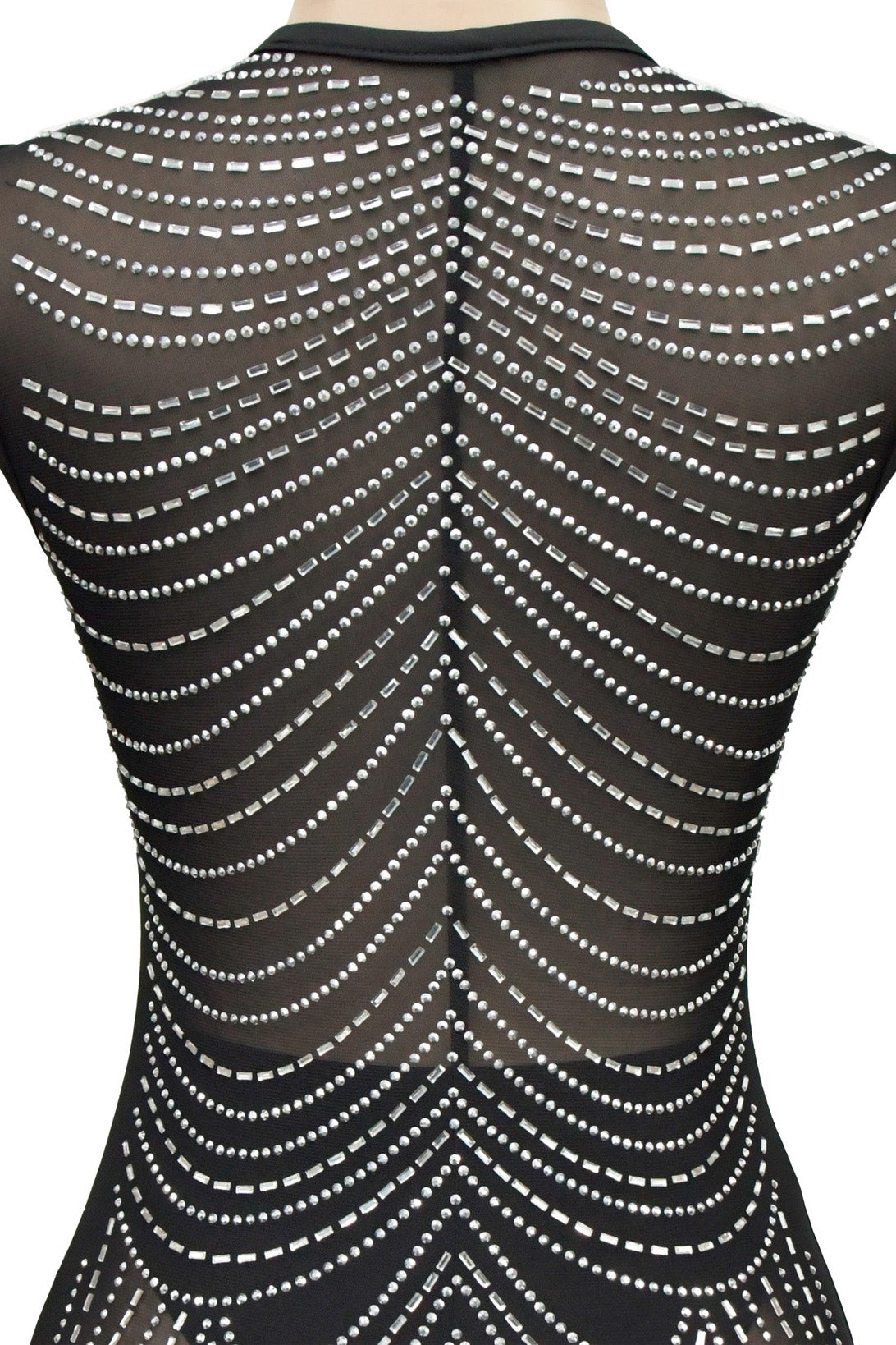 Sheer Rhinestone High Slit Gown Lavish Daily