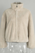 Faux Fur Zipper Crop Jacket Lavish Daily