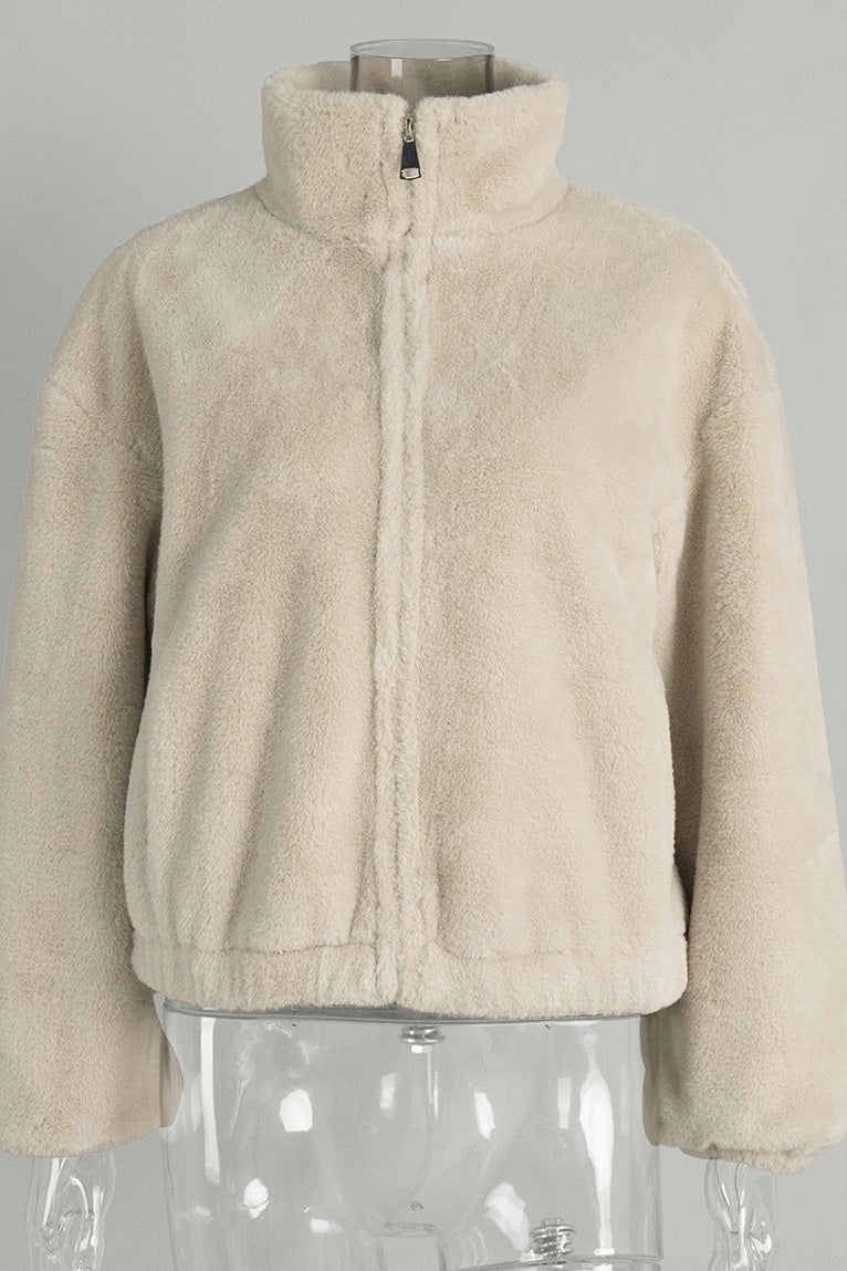 Faux Fur Zipper Crop Jacket Lavish Daily