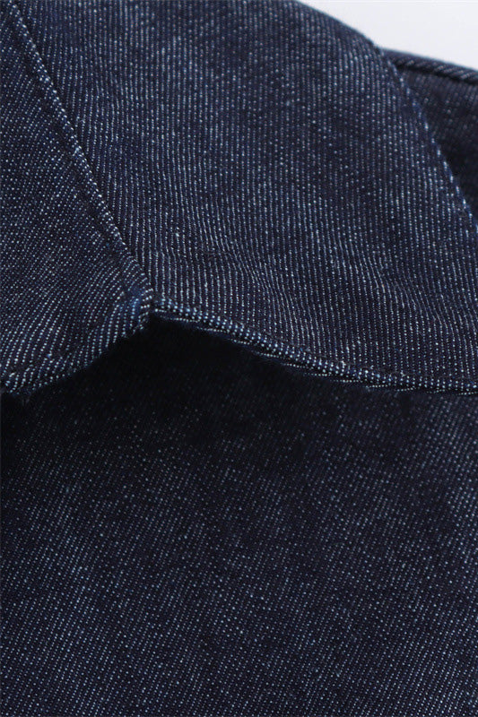 Denim Button Short Sleeve Dress Lavish Daily