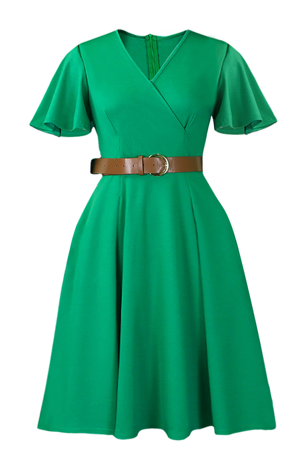 V-Neck Flare Sleeve Casual A-Line Dress Lavish Daily