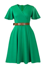 V-Neck Flare Sleeve Casual A-Line Dress Lavish Daily