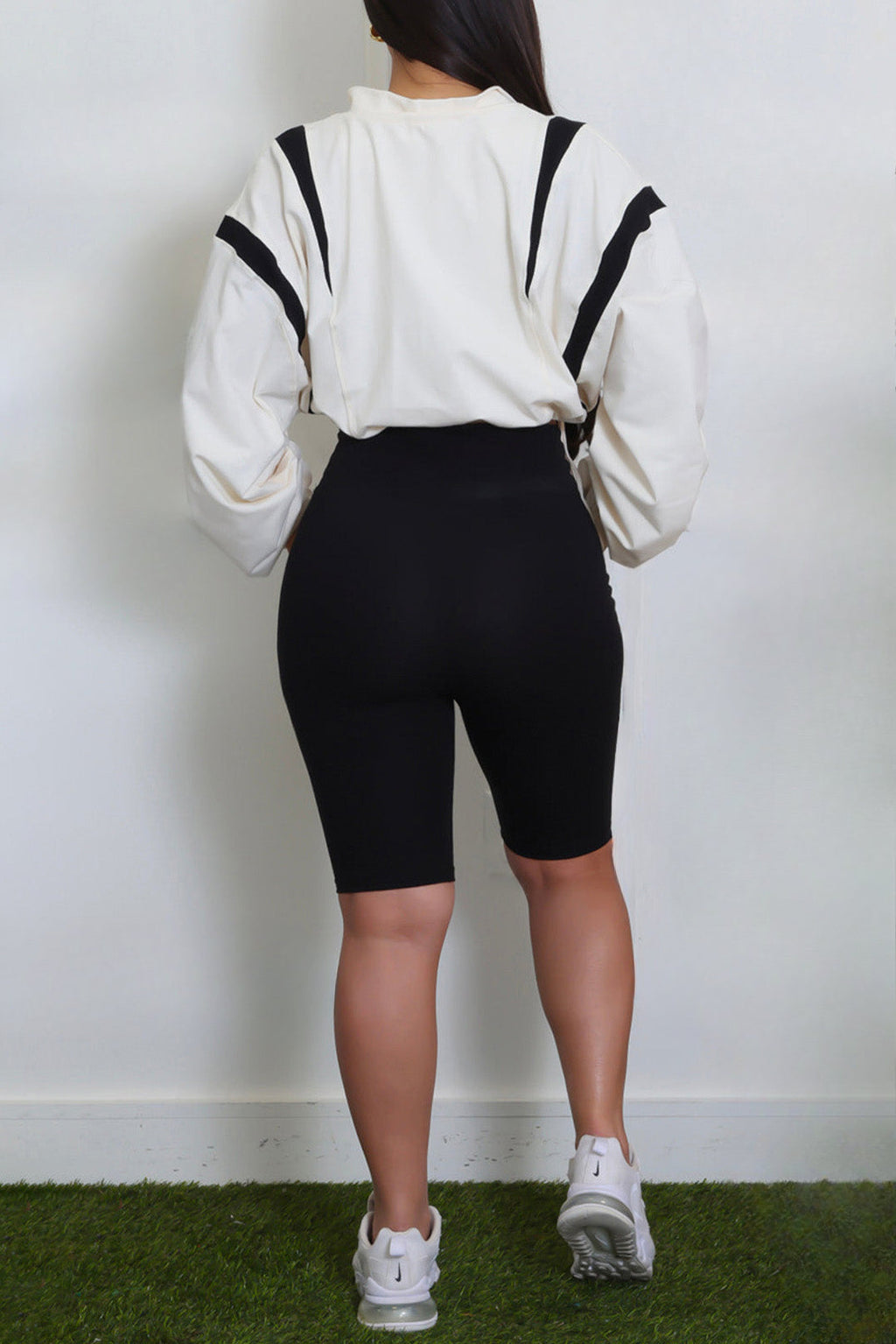 Long Sleeve Zipper Stretch High-waisted Short Set Lavish Daily