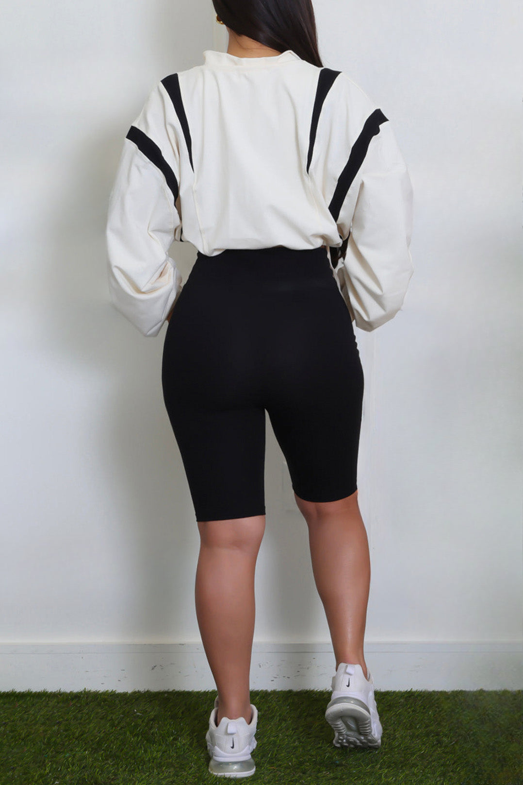 Long Sleeve Zipper Stretch High-waisted Short Set Lavish Daily