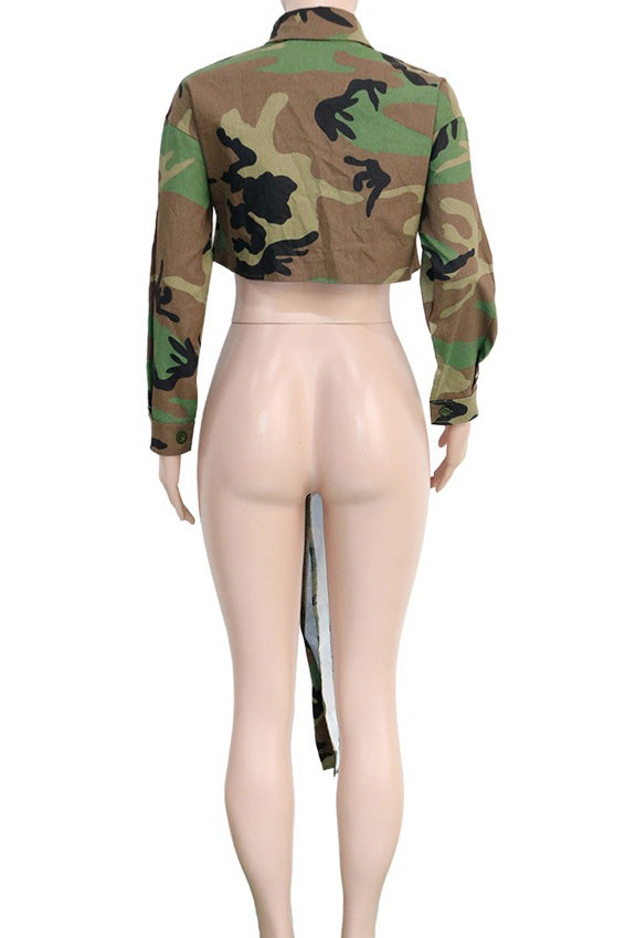 Camouflage Print Casual Jacket Lavish Daily