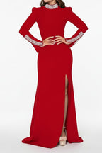 Long Sleeve Rhinestone Turtleneck Maxi Dress Lavish Daily