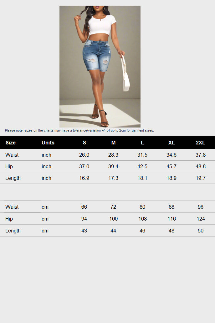 High Waist Ripped Denim Shorts Lavish Daily