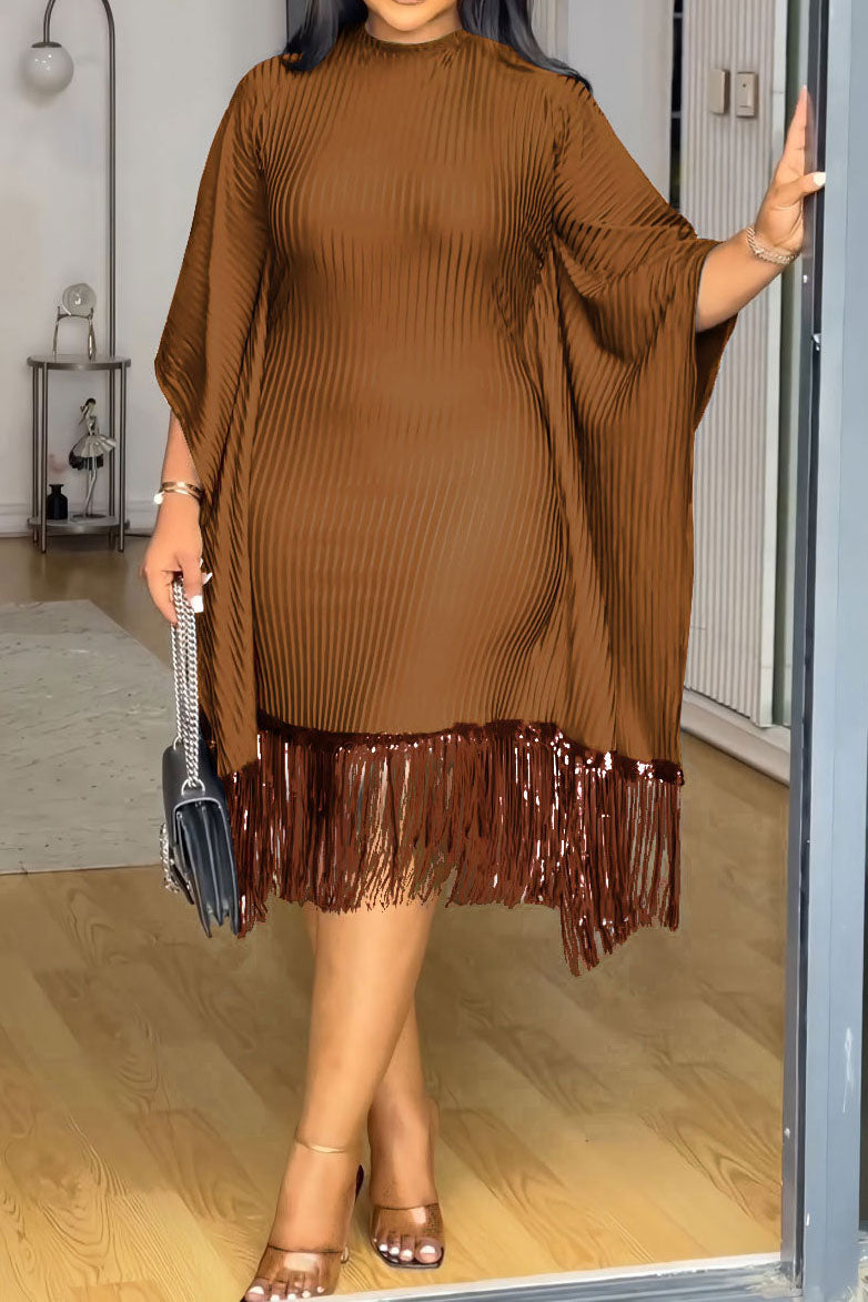 Fringe Combo Dress Lavish Daily
