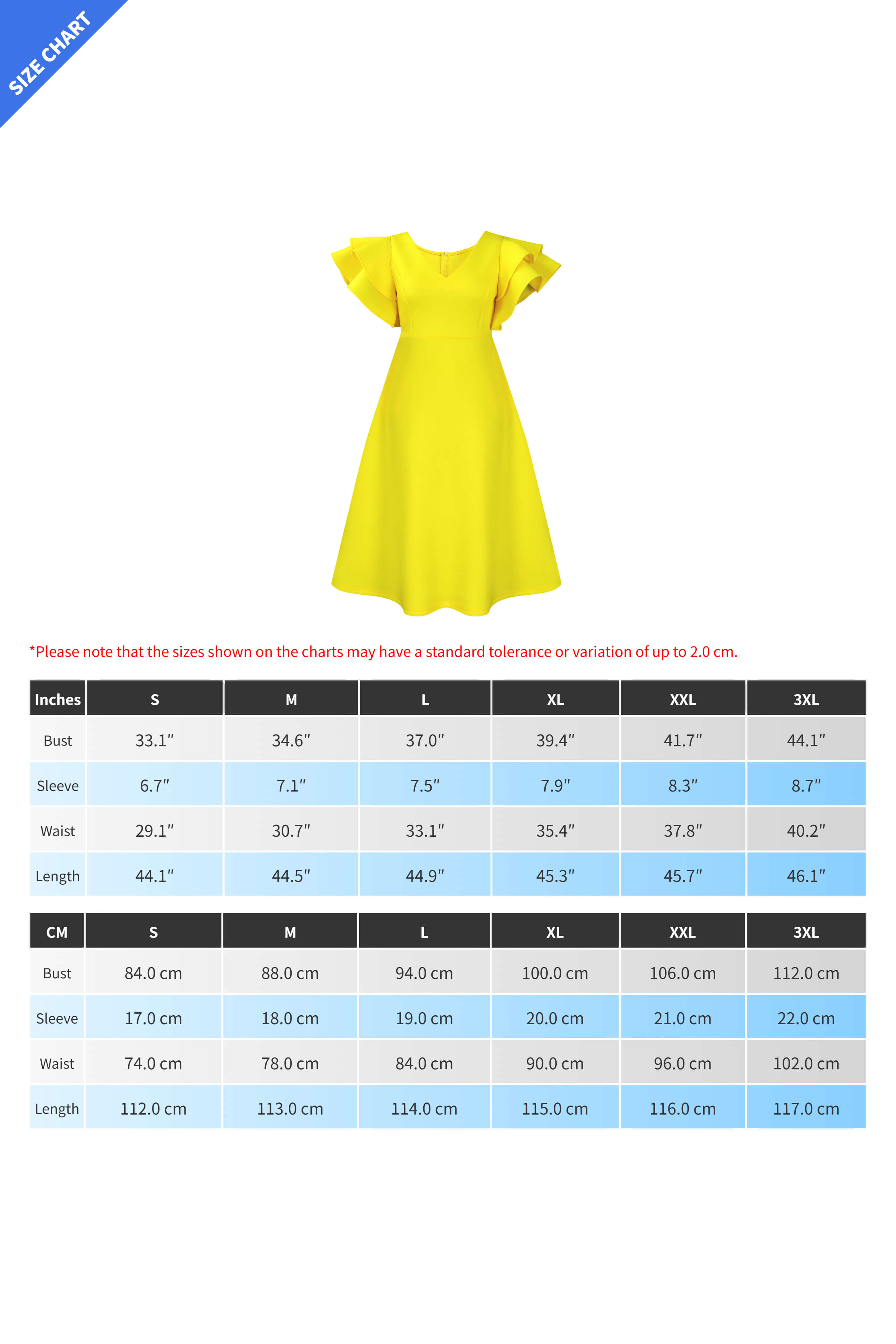 Flounce Sleeve High Waist A-Line Dress Lavish Daily