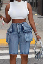 Retro Cargo Denim Shorts Lavish Daily