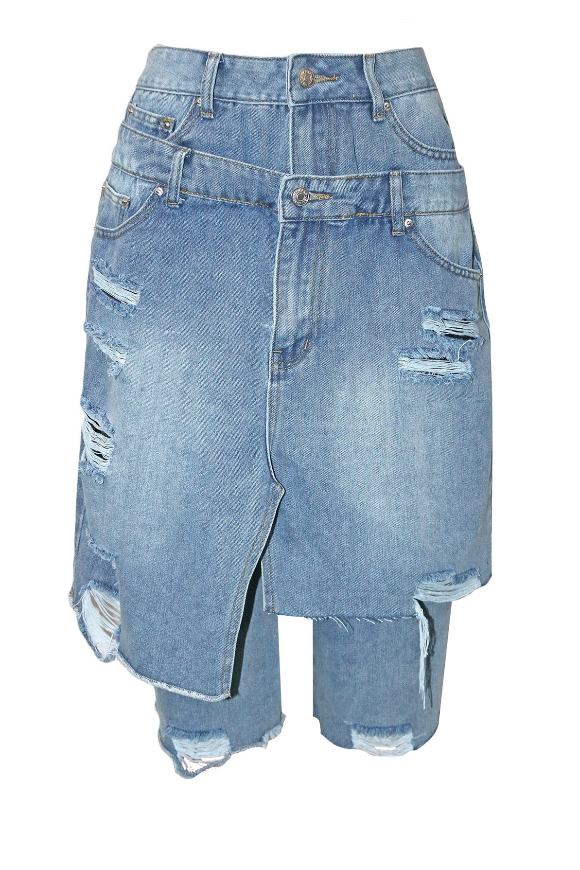 Double Denim Baggy Capri Jeans Lavish Daily