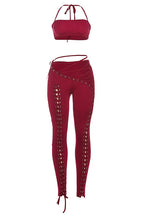Crop Top and Lace-Up Pants 2-Piece Set Lavish Daily