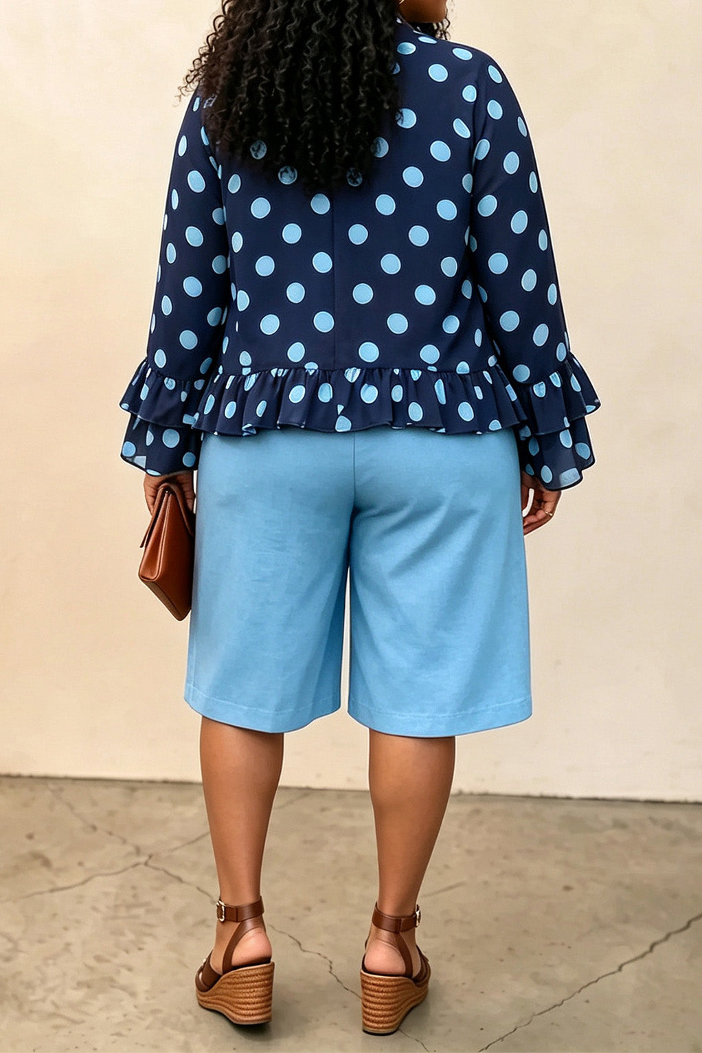 Plus Size Polka Dot Top & Capri Pants Set Lavish Daily