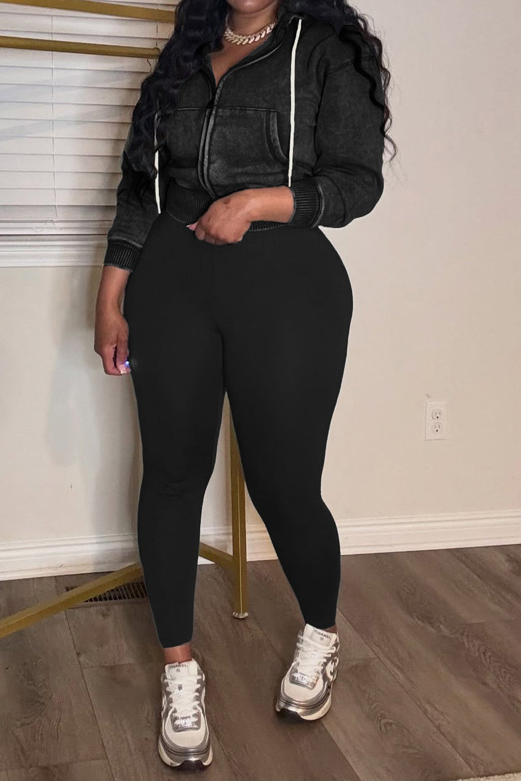 Washed Fleece Hoodie and Yoga Pants Set Lavish Daily