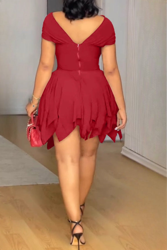 Elegant Asymmetrical Strapless Ruched Layered Dress Lavish Daily