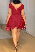 Elegant Asymmetrical Strapless Ruched Layered Dress Lavish Daily
