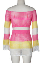 Crochet Long Sleeve Crop Top Skirt Sets Lavish Daily
