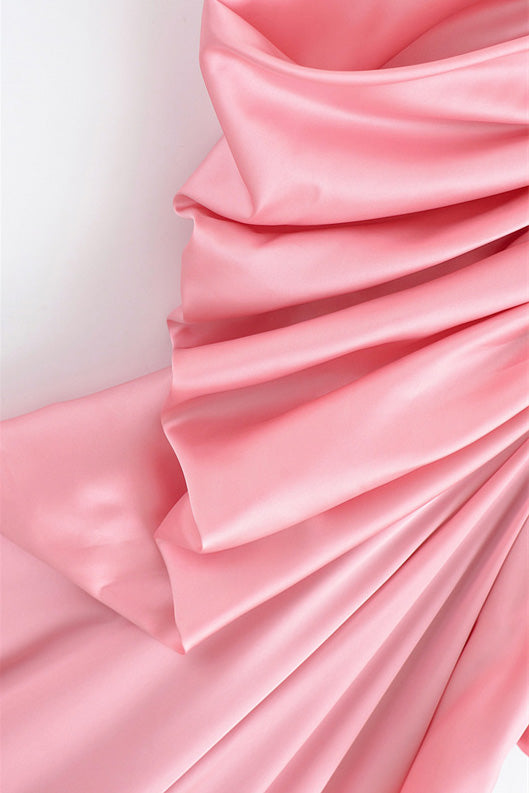 Long Satin Volume V-Neck Dress Lavish Daily