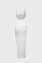 Cut Out Knit Backless Halter Maxi Dress Lavish Daily
