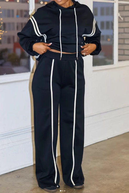 Stripe Hoodie & Pants Set Lavish Daily