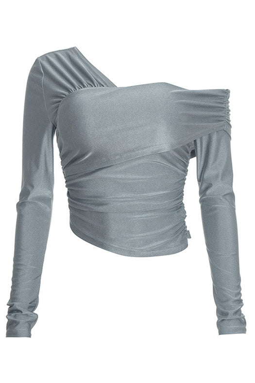Asymmetric Ruched Top & Leggings Set Lavish Daily