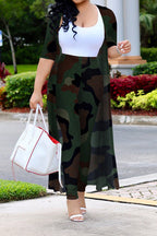 Printed Pants with Long Cardigan Set Lavish Daily