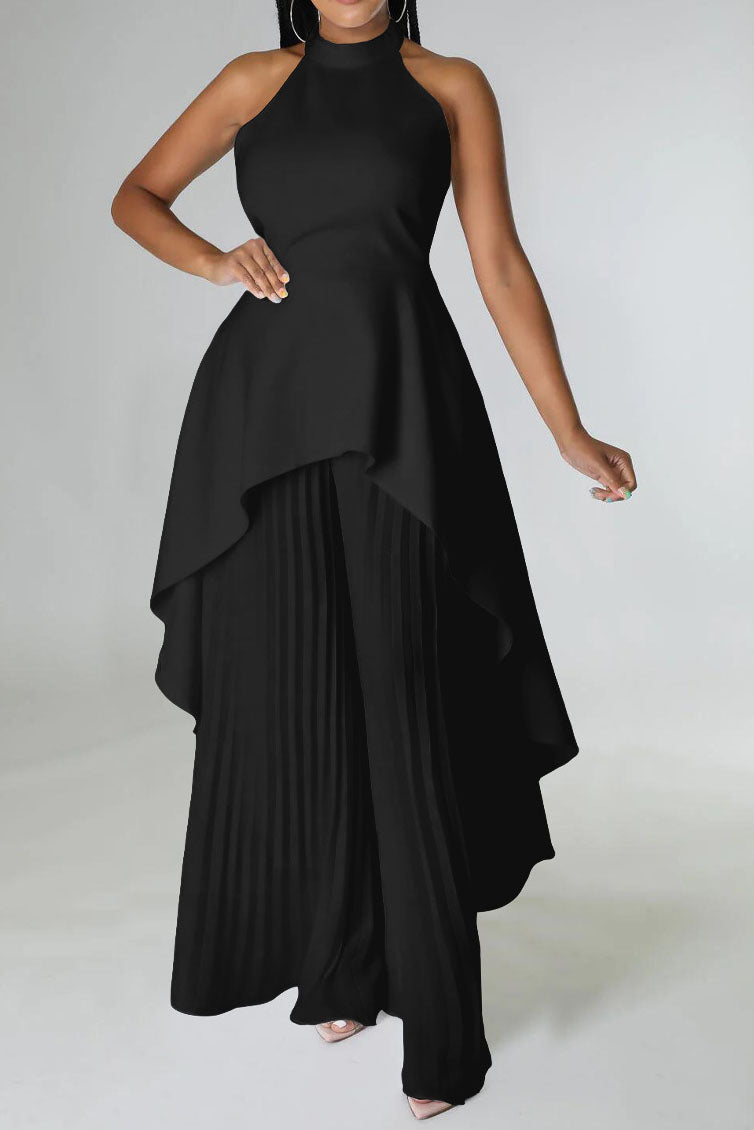 Halter Tunic Top & Pleated Pants Set Lavish Daily