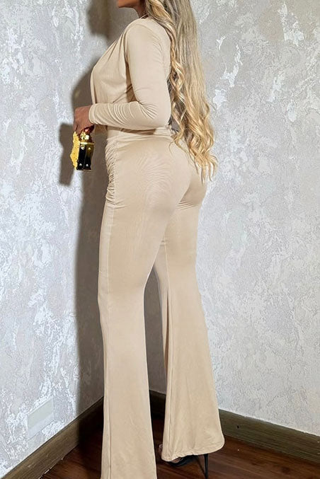 Cowl-Neck Twist-Front Wide-Leg Jumpsuit Lavish Daily
