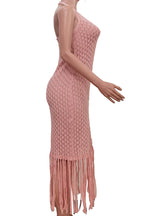 Backless Knit Fringe Beach Dress Lavish Daily