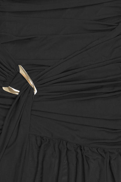 One Shoulder Ruched High Slit Maxi Dress Lavish Daily