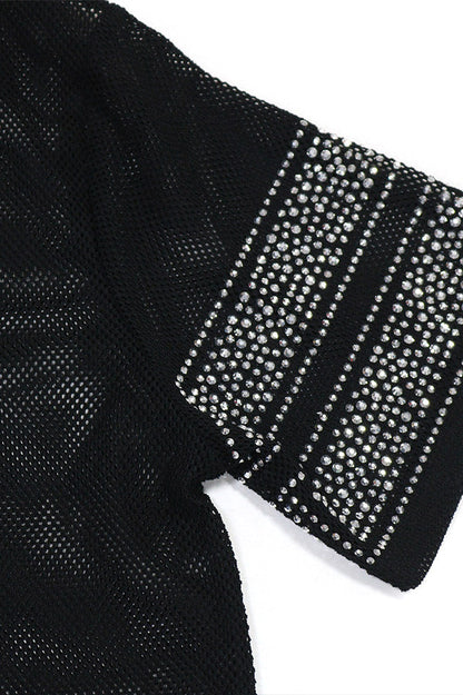 Rhinestone 23 Sheer Mesh Jersey Tunic Lavish Daily