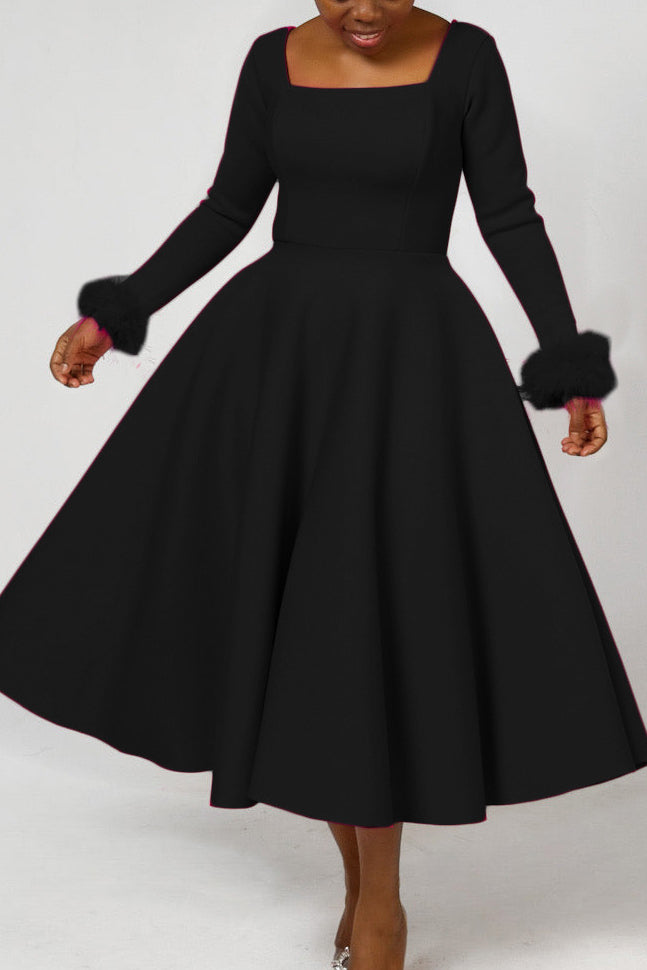 Long Sleeve Square Neck Maxi Dresses Lavish Daily