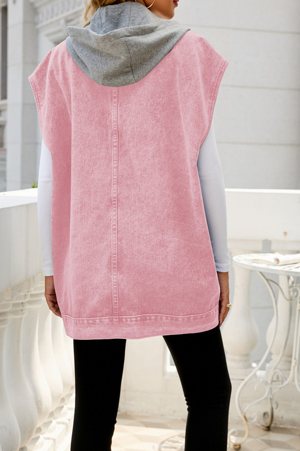 Vintage Denim Vest with Detachable Hood Lavish Daily