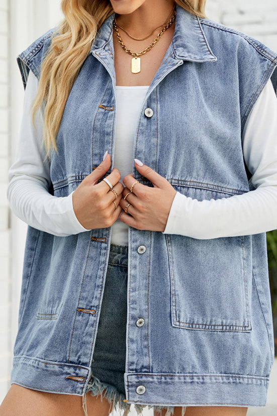 Vintage Oversized Denim Jean Vest Lavish Daily