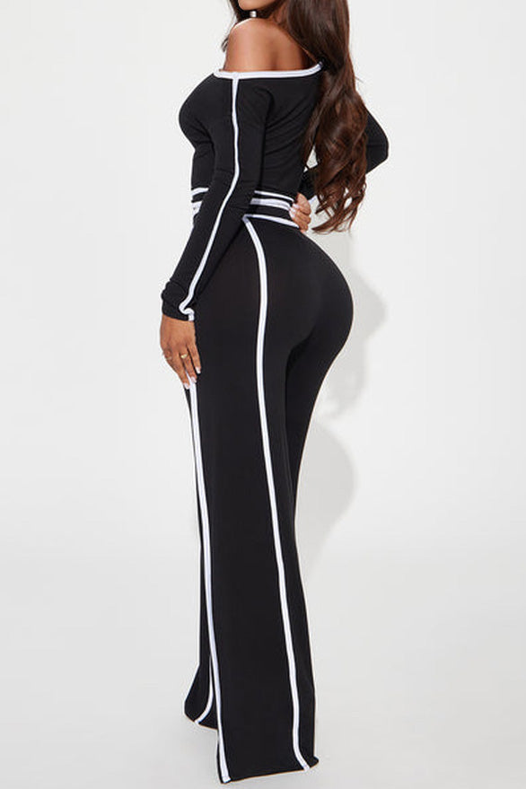 One Shoulder Top and Wide Leg Pants Set Lavish Daily